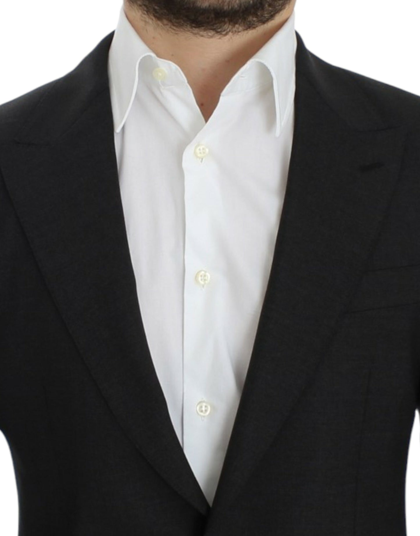 Sleek Gray Wool Slim Fit Blazer