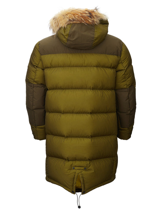 Elegant Quilted Long Parka with Fur-Trimmed Hood