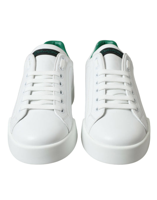 White Green Leather Portofino Sneakers Shoes