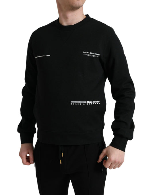 Black Cotton Blend Logo Pullover Sweater