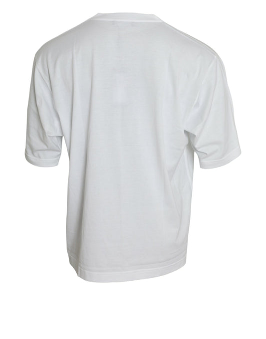 White Cotton Short Sleeves Crewneck T-shirt