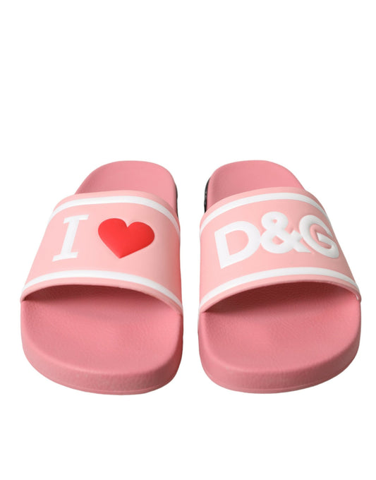 Pink Leather Slides Beachwear Flats Shoes