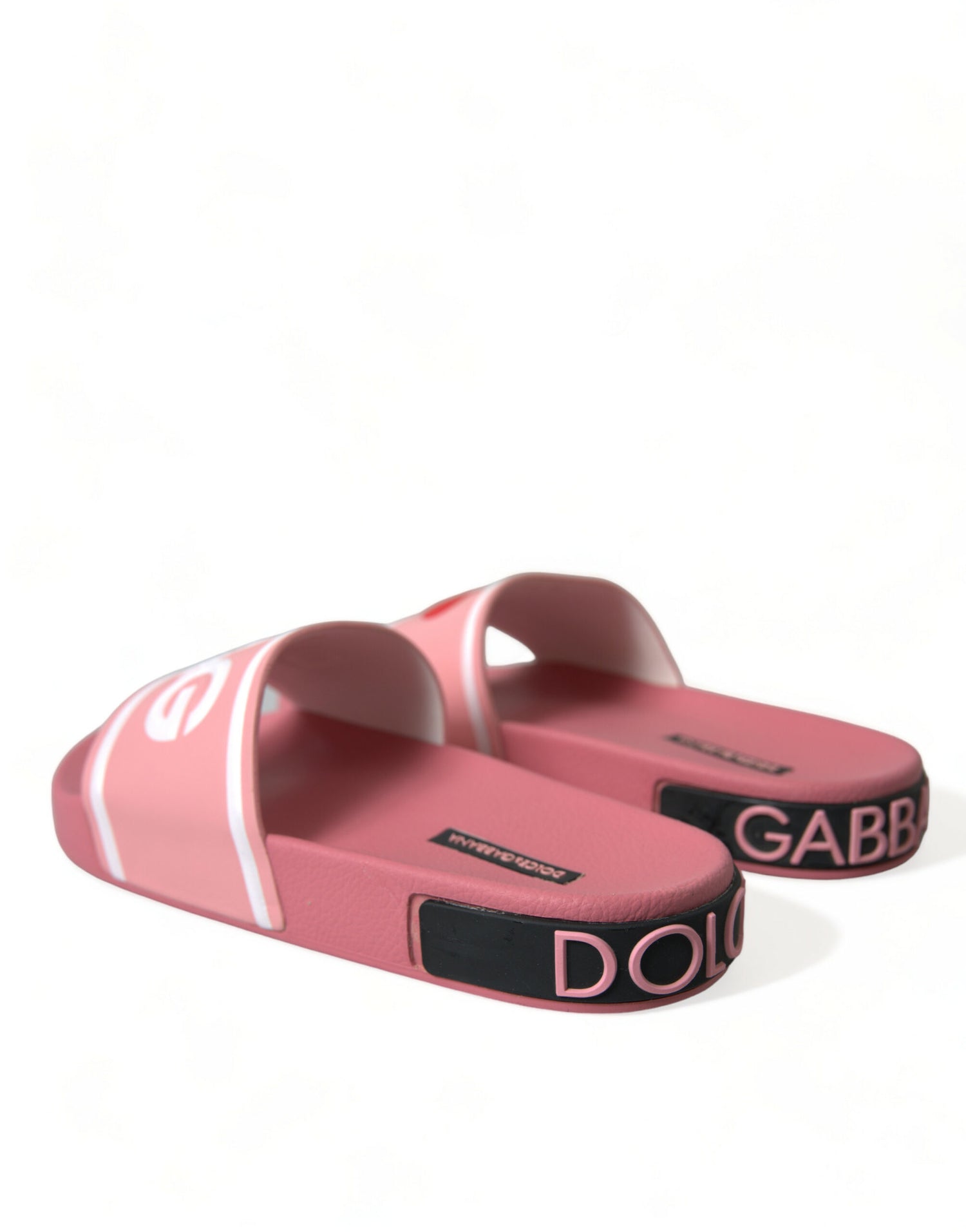 Pink Leather Slides Beachwear Flats Shoes