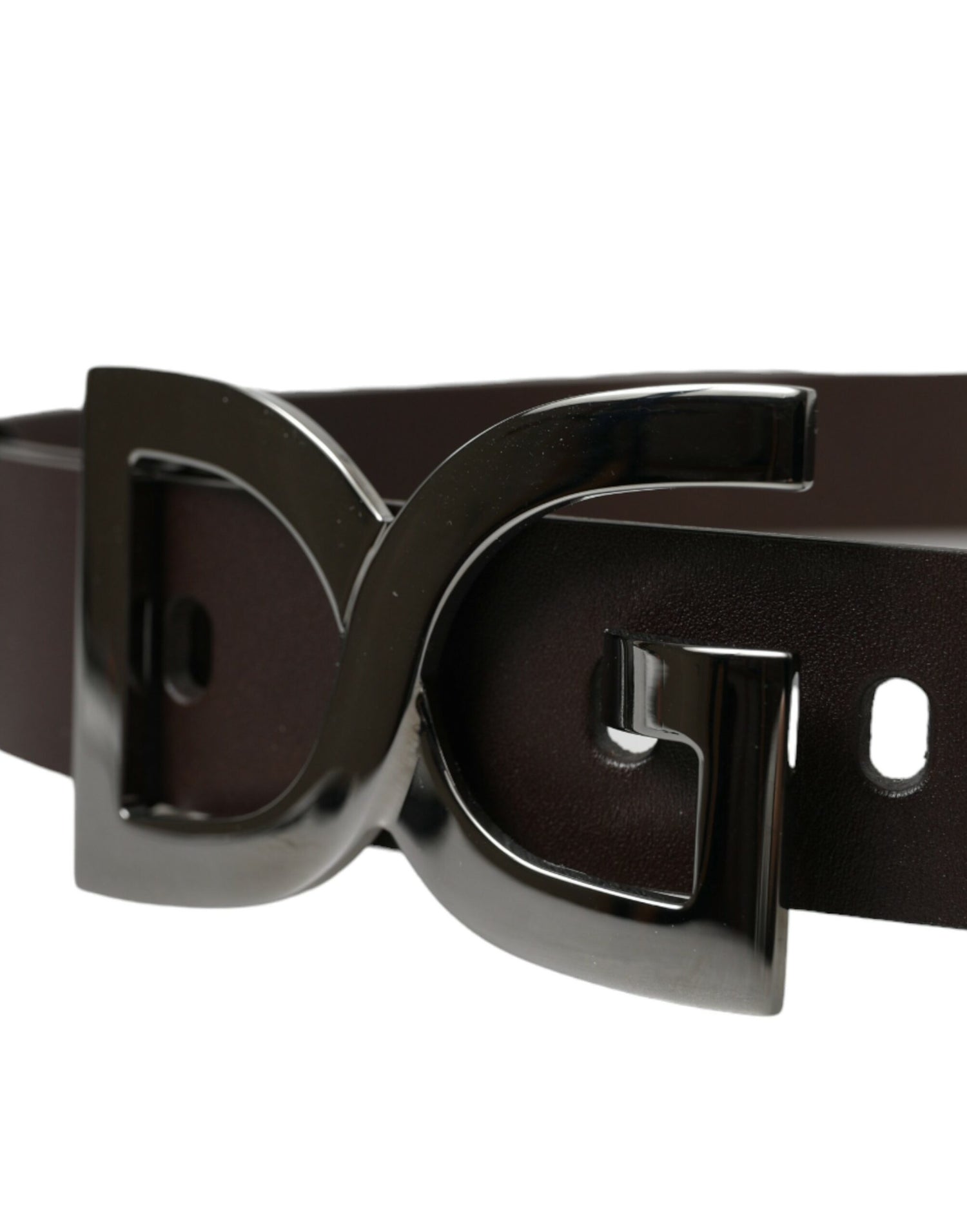 Dark Brown Leather DG Metal Buckle Belt