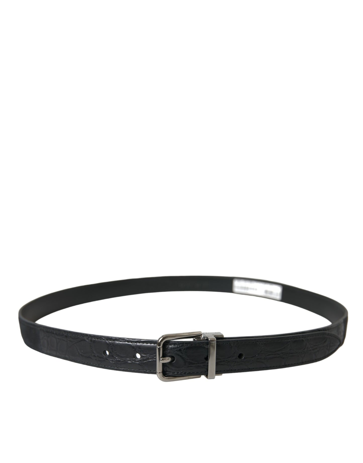 Black Leather Silver Metal Buckle Belt