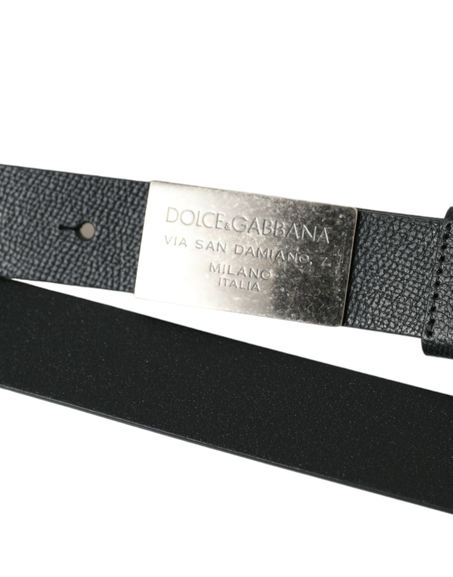 Black Leather Rectangle Metal Buckle Belt