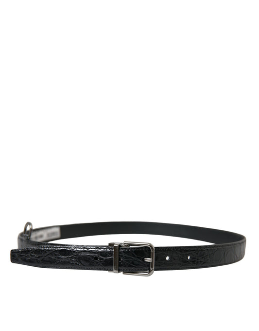 Black Leather Silver Metal Buckle Belt