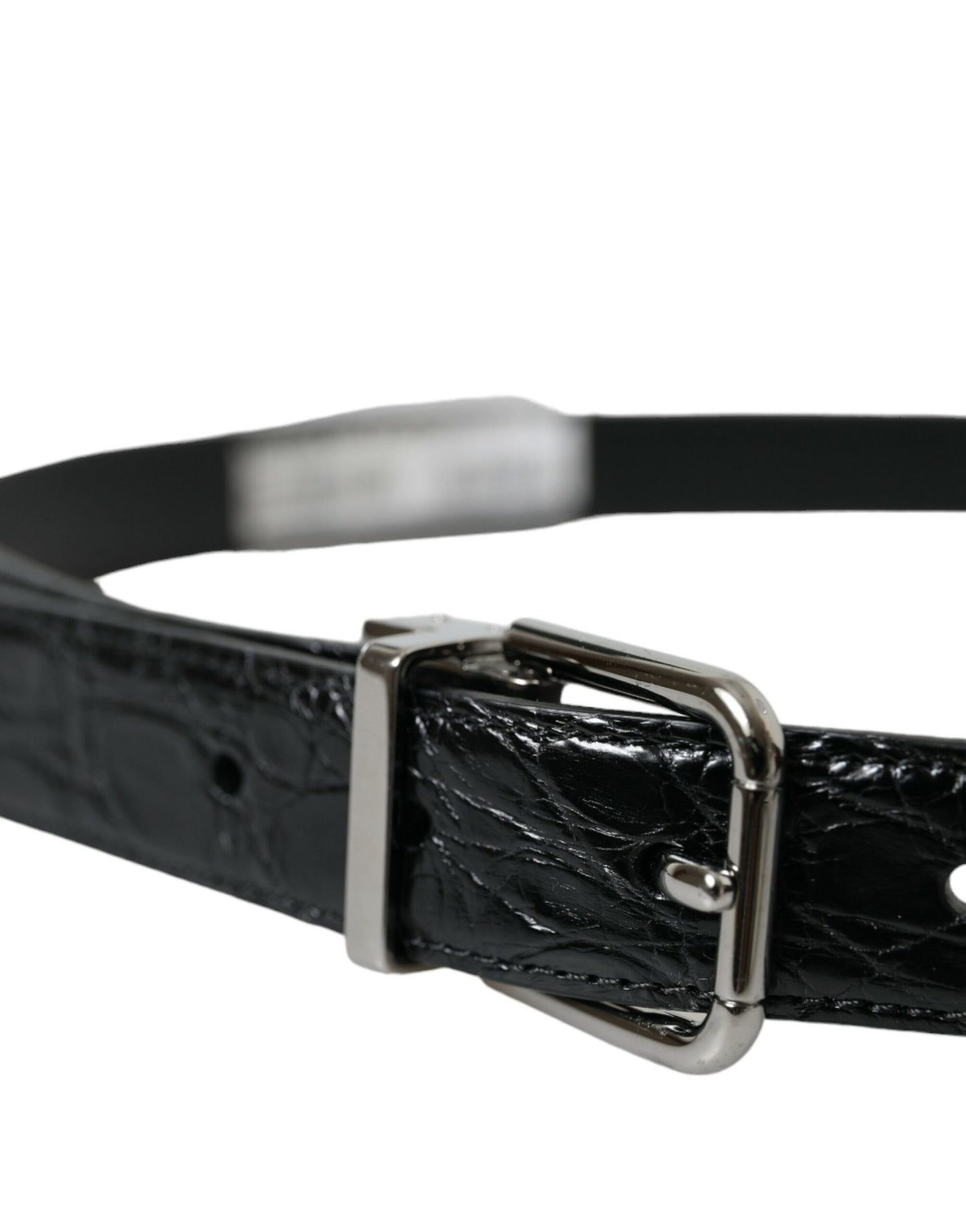 Black Leather Silver Metal Buckle Belt