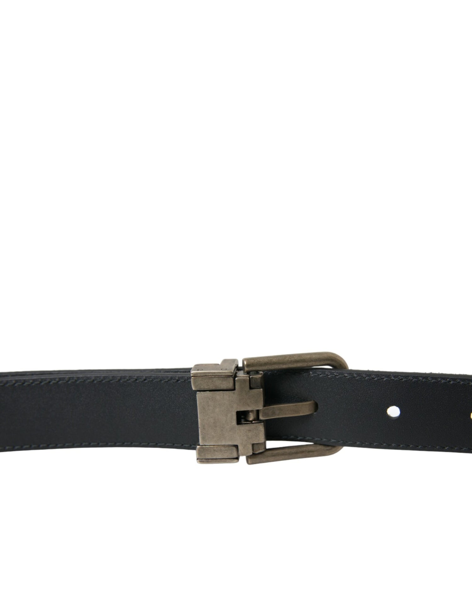 Black Goat Leather Antique Metal Buckle Belt