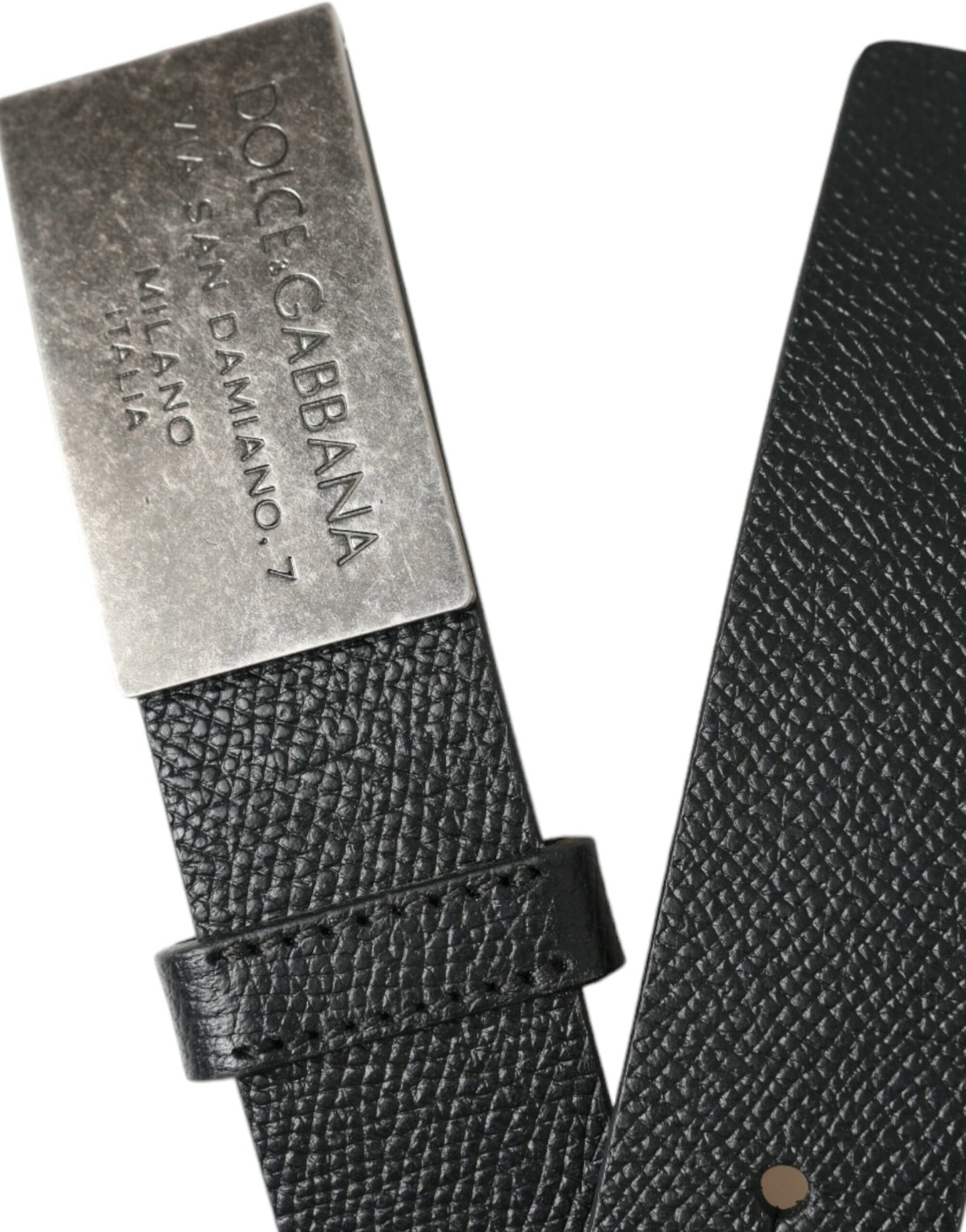 Black Leather Silver Rectangle Buckle Belt