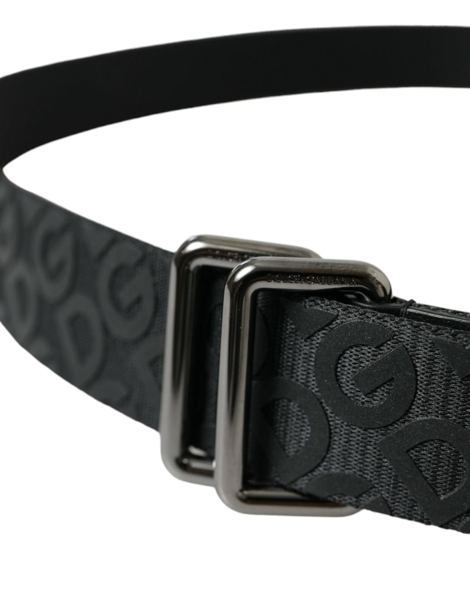 Black Logomania Leather Metal Buckle Belt