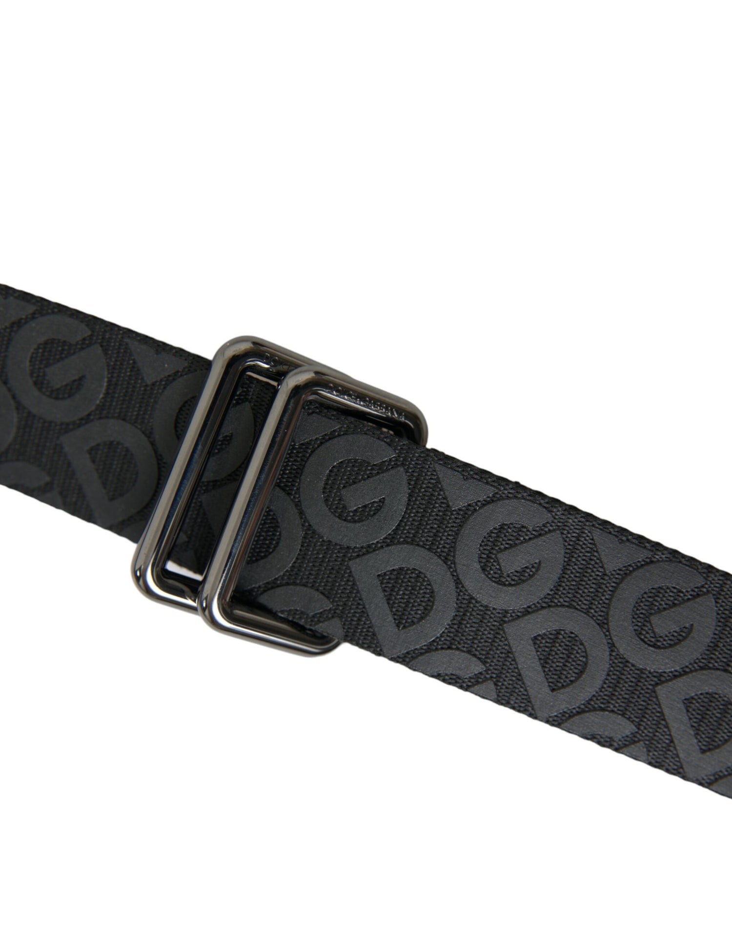 Black Logomania Leather Metal Buckle Belt