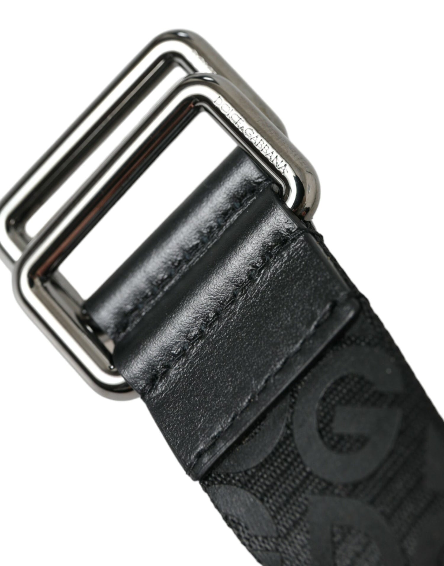 Black Logomania Leather Metal Buckle Belt