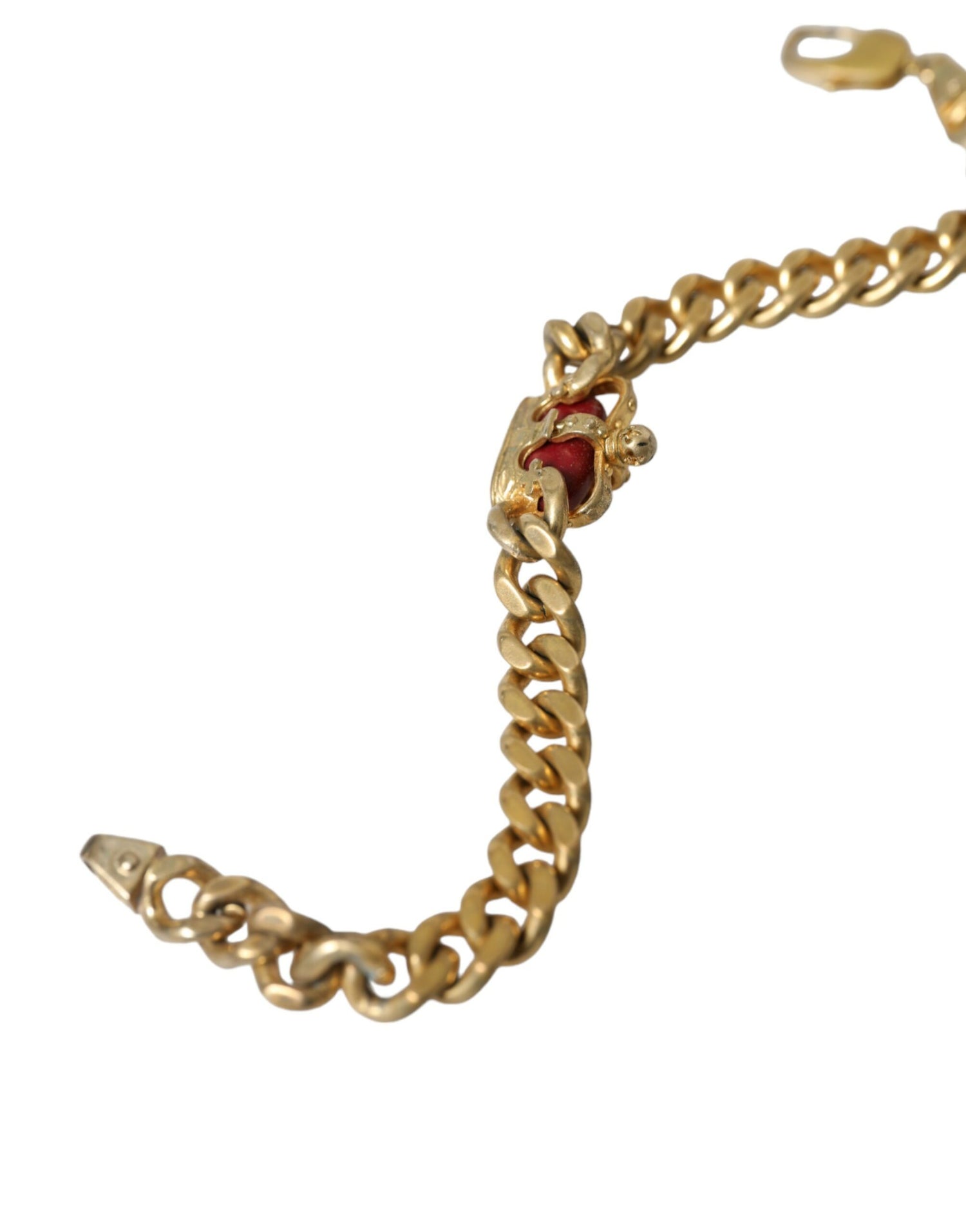 Gold Tone Brass Crown Charm Curb Chain Bracelet