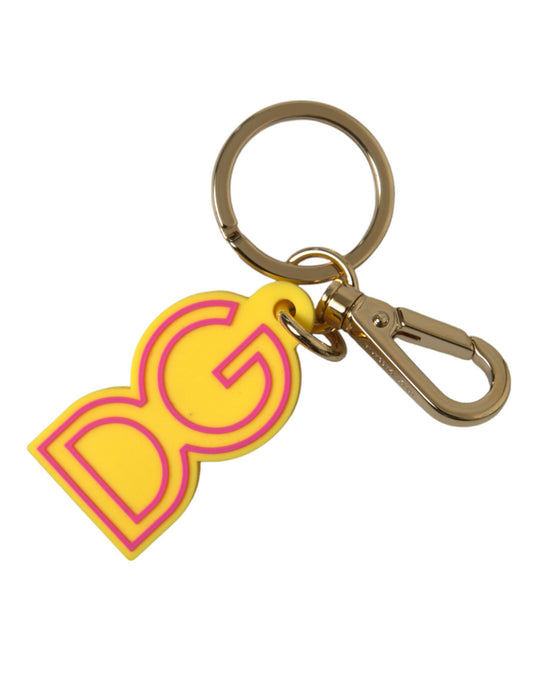 Yellow Rubber Gold Tone Metal DG Logo Keyring Keychain