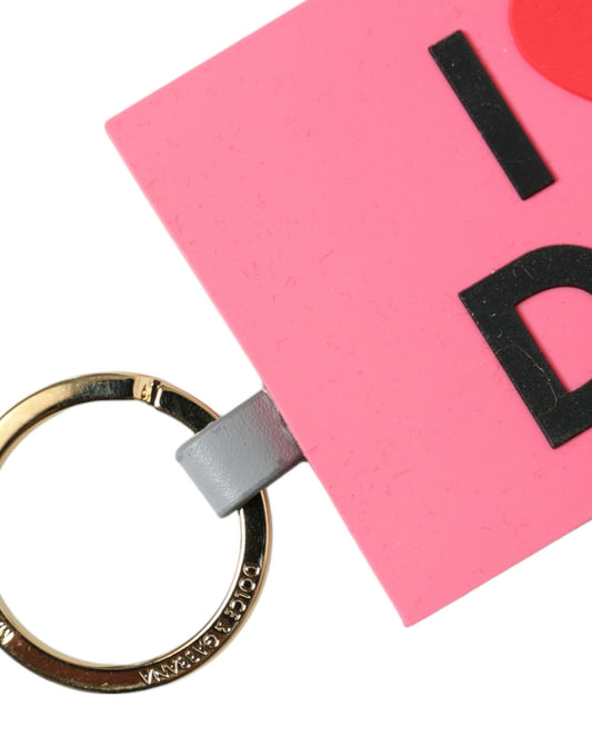 Pink Silicone DG Logo Gold Brass Keychain