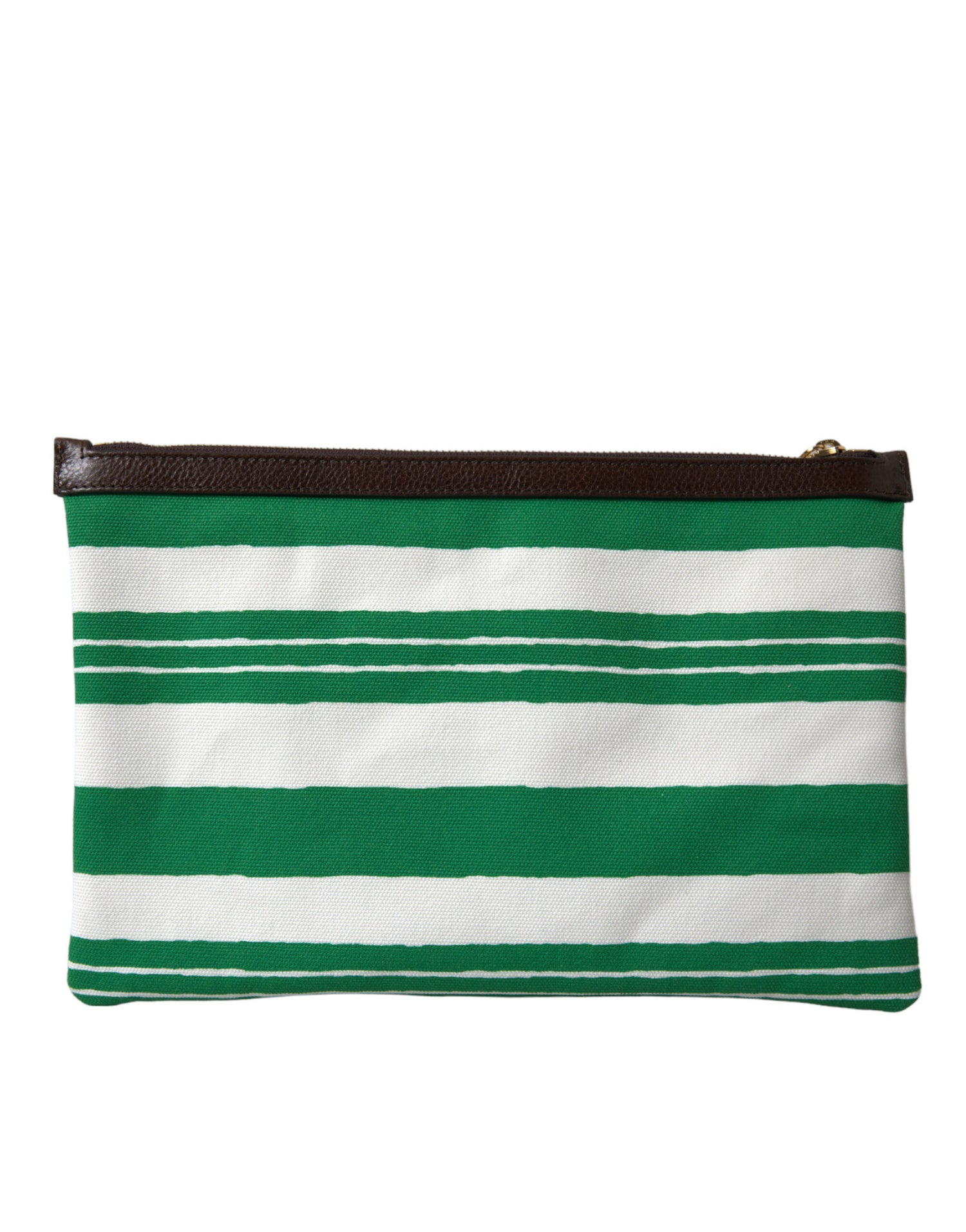 White Green Stripes Cotton Printed Clutch Bag