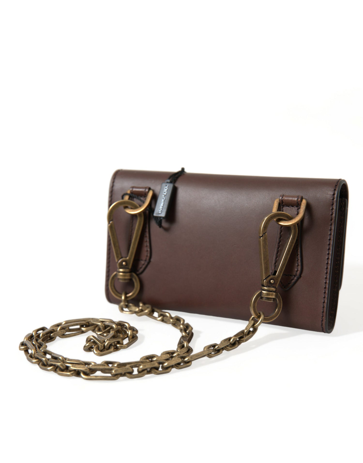 Brown Calf Leather Logo Embossed Shoulder Bags