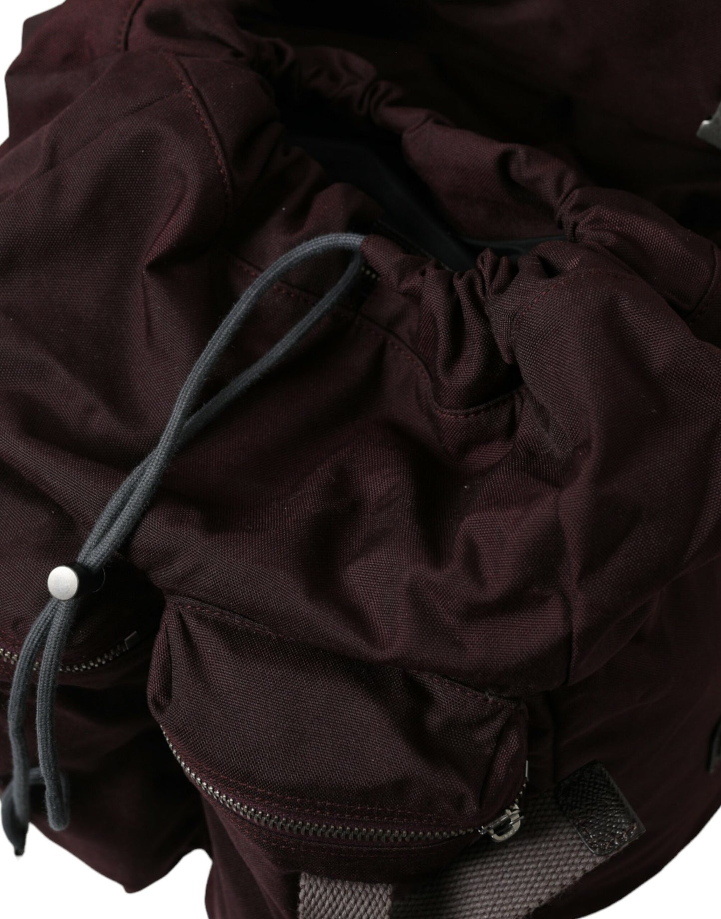 Maroon Brown Nylon Leather Rucksack Backpack Bag