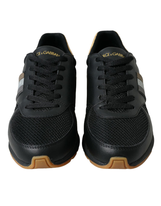 Black Leather Low Top  Sneakers Shoes