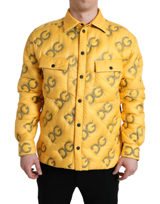 Yellow Logo Padded Buttoned Blouson Jacket