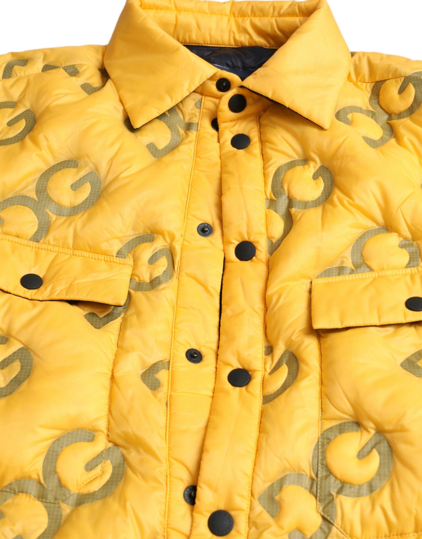 Yellow Logo Padded Buttoned Blouson Jacket