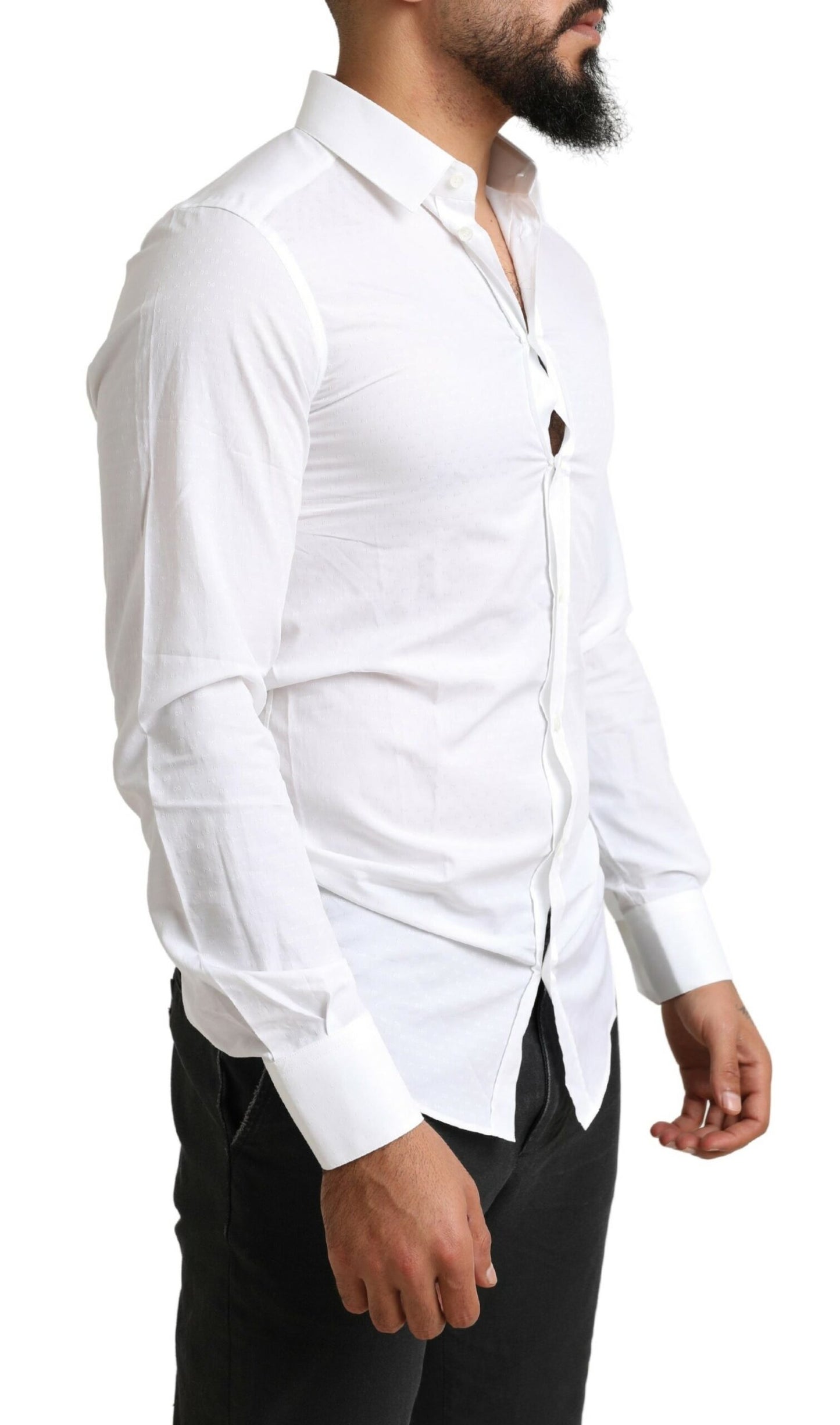 Elegant Slim Fit White Cotton Dress Shirt