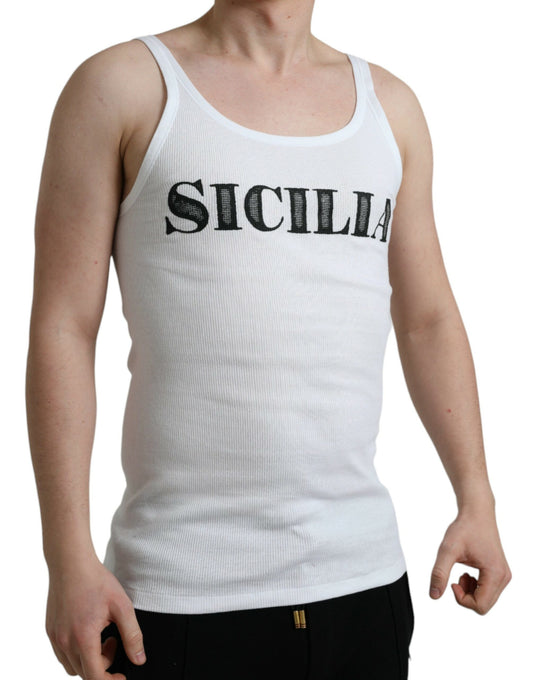 White Sicilia Cotton Sleeveless Tank T-shirt