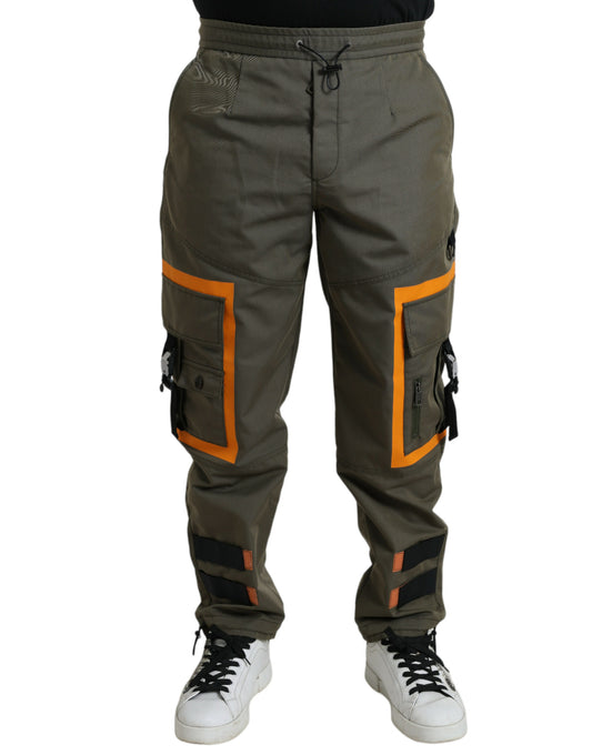 Green Cotton Cargo Men Jogger Pants