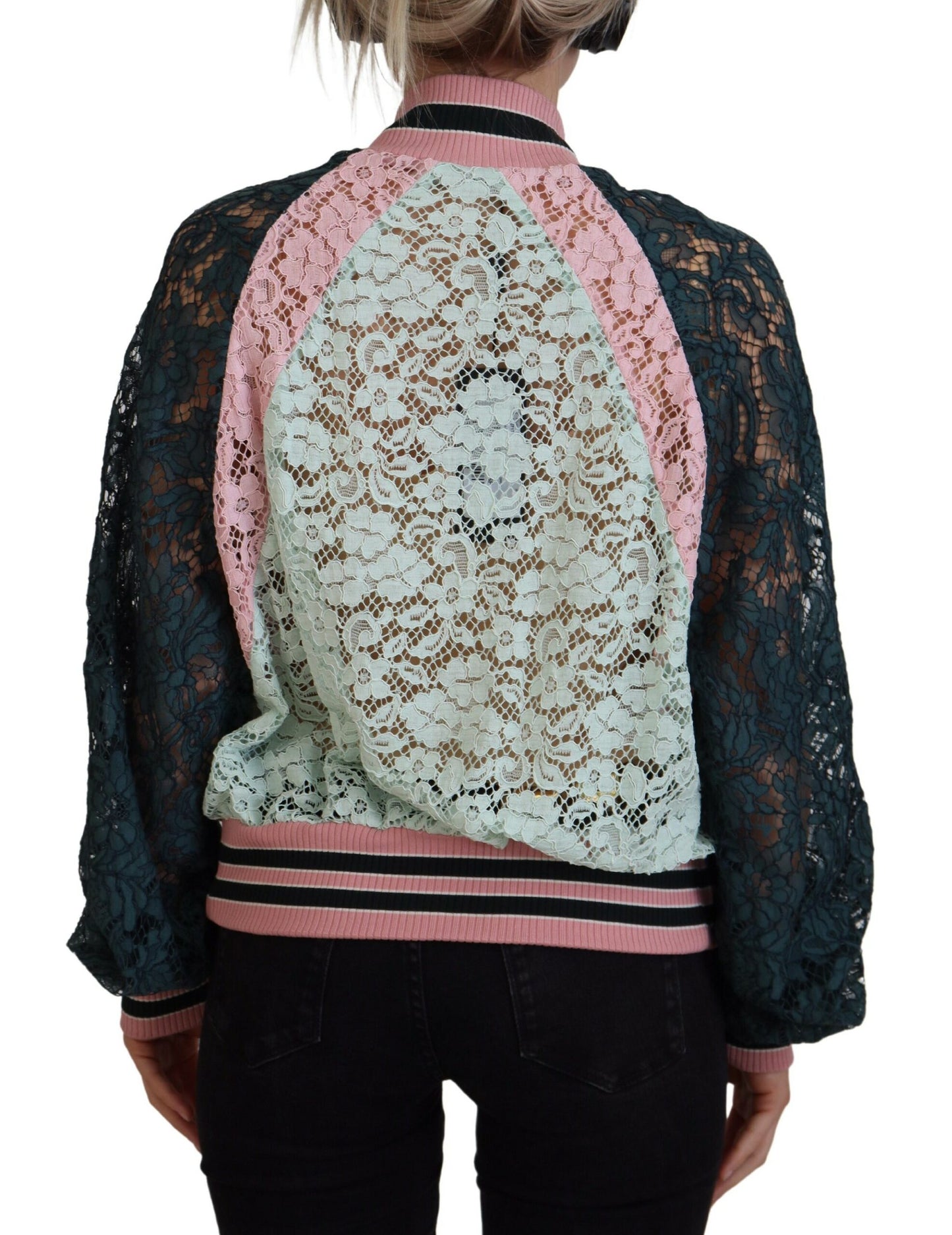 Elegant Floral Lace Bomber Jacket