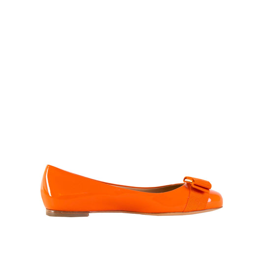 Elegant Orange Leather Ballerinas