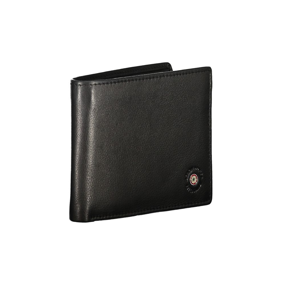 Sleek Black Leather Dual Compartment Wallet