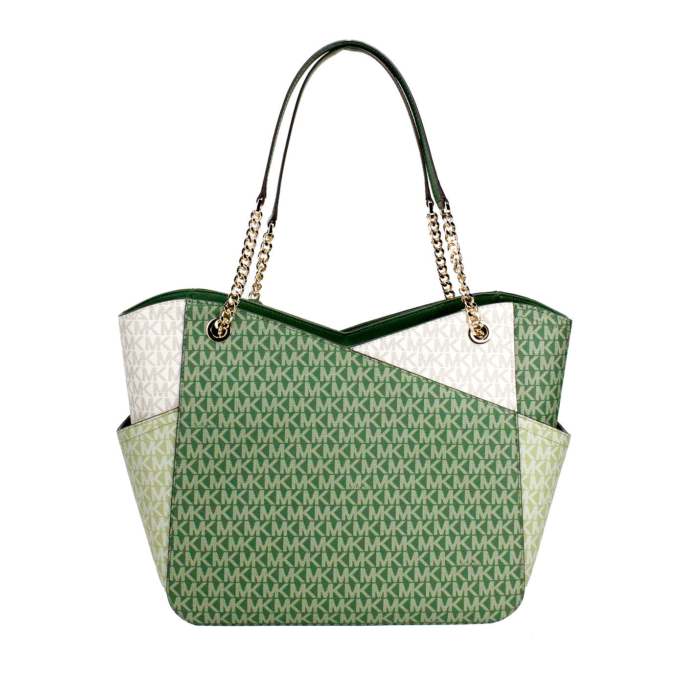 Jet Set Large Fern Green X Cross Chain Shoulder Tote Handbag