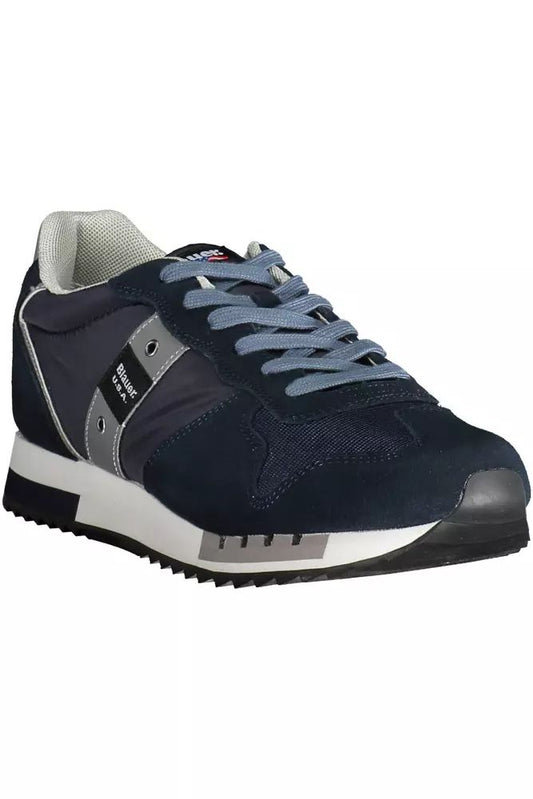 Sleek Blue Sports Sneakers with Contrasting Details