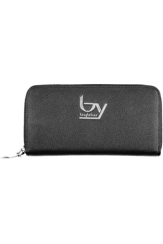 Sleek Black Polyethylene Zip Wallet