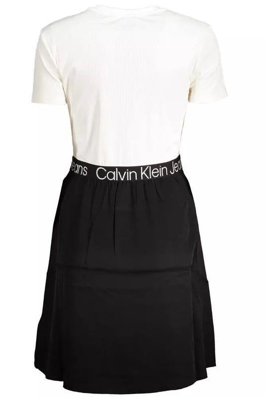 Chic Contrast Skirt Dress with Logo Detail