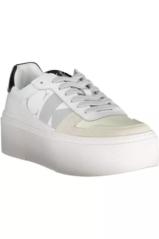 Sleek White Platform Sneakers with Contrast Details