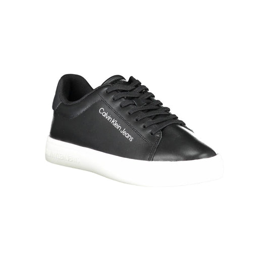 Sleek Black Lace-up Sneakers with Contrast Details