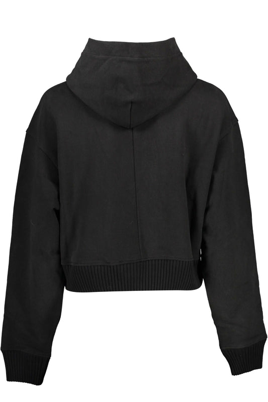 Eco-Chic Black Brushed Hooded Sweatshirt