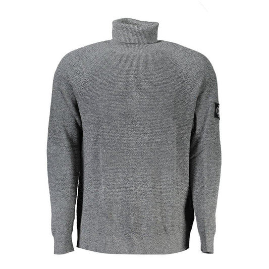 Elegant Gray Wool High Neck Sweater