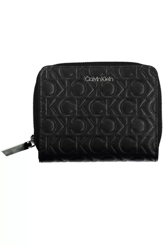 Elegant Black Zip Wallet with Contrast Detailing