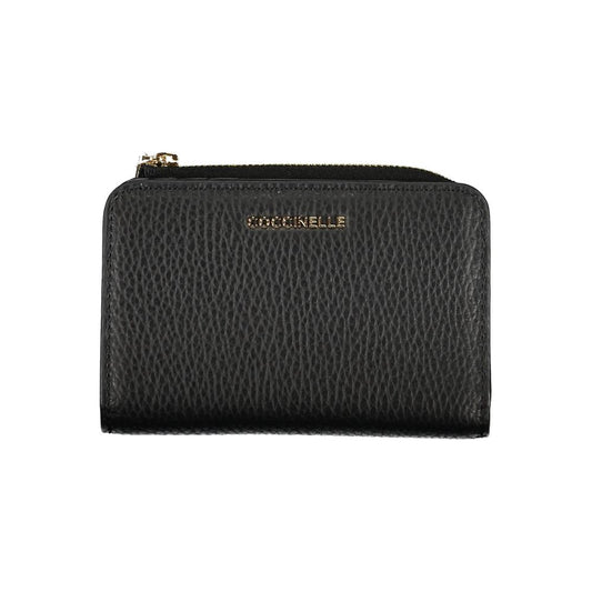 Elegant Black Leather Double Compartment Wallet