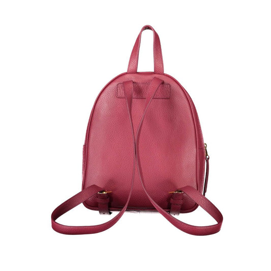 Chic Pink Leather Backpack with Logo Detail