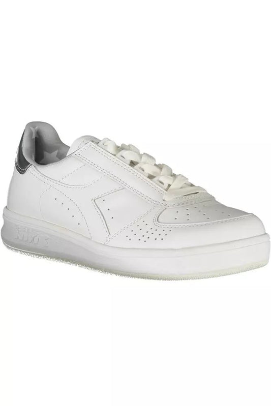 Elegant White Lace-Up Sneakers with Contrast Detail