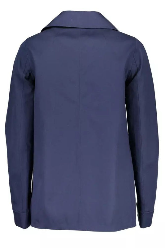 Chic Blue Cotton Sports Jacket with Logo Detail