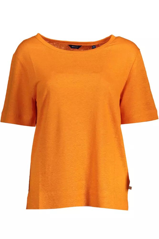 Elegant Linen Tee with Wide Neckline