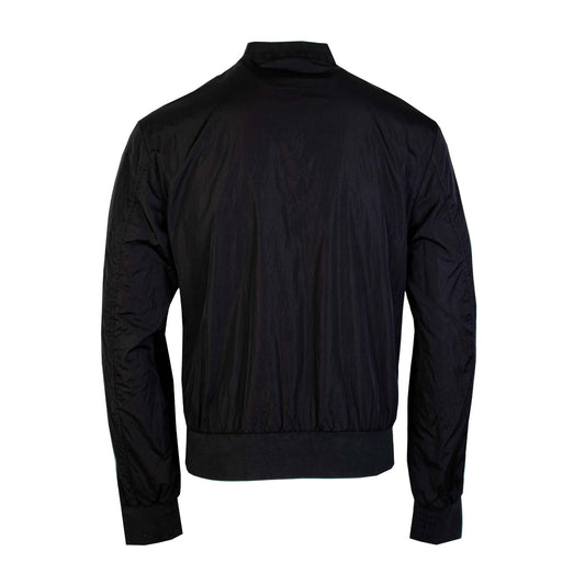 Sleek Black Bomber Jacket for the Dapper Gentleman