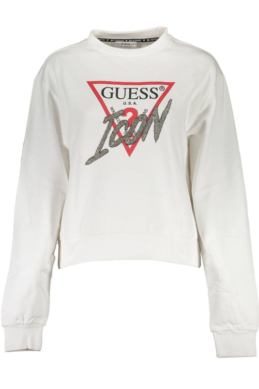 Chic White Printed Sweatshirt with Rhinestones