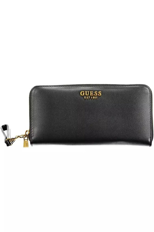 Chic Black Polyethylene Multi-Compartment Wallet