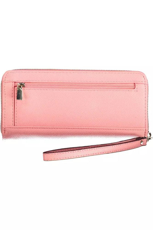 Chic Pink Zip Wallet with Contrasting Details